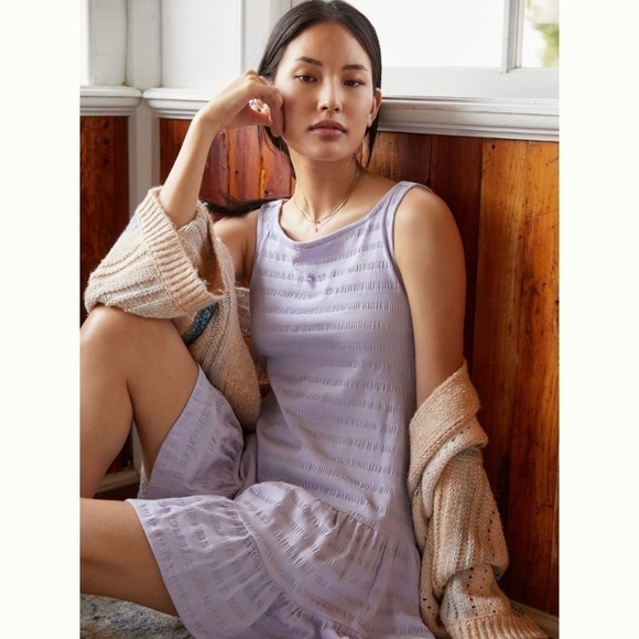 NWT Anthropologie Josephine Lavender Flounced Open Back Mini Dress Medium - Picture 3 of 16